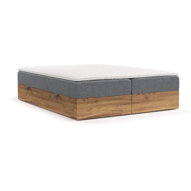 MAISON DE RÊVE Boxspring krevet Faro 180x200 cm s prostorom za pohranu, sivi/u prirodnoj boji