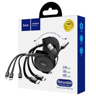 HOCO Kabel U50, USB 3u1, izvlačni, 1 m, 2 A, crni