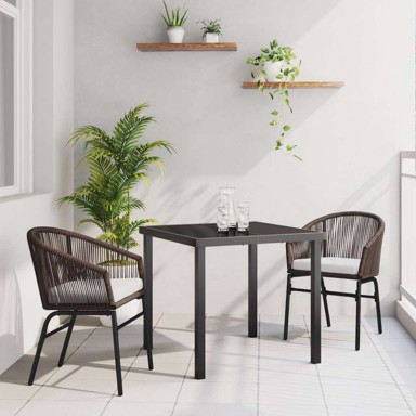 3-dijelni vrtni blagovaonski stol i stolice, poli ratan, smeđa