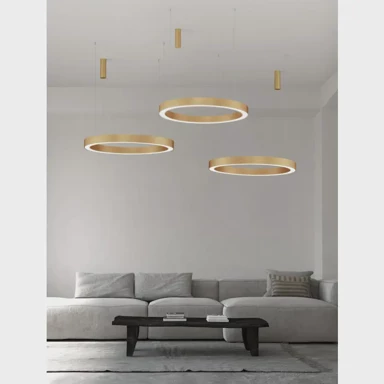NOVA LUCE Visilica Morbido NL9345646, LED 80 W, 2700–4000 K, 4373 lm, dimabilna, IP20, mesing zlatna