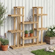 Stalak za biljke 123 x 25 x 114,5 cm od masivnog bagremovog drva, bijeli