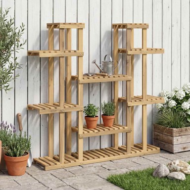 Stalak za biljke 123 x 25 x 114,5 cm od masivnog bagremovog drva, bijeli