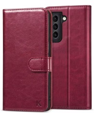 NIKCORP Torbica preklopna za mobitel s RFID zaštitom, za Samsung Galaxy S21 Plus, 3 utora za kartice, bordo crvena