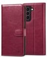 NIKCORP Torbica preklopna za mobitel s RFID zaštitom, za Samsung Galaxy S21 Plus, 3 utora za kartice, bordo crvena