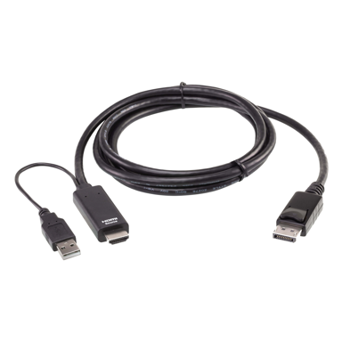 ATEN HDMI + USB/DisplayPort video prilagodnik 2L-7D02HDP, 1,8 m, crni