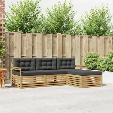 Set vanjskih sofa s jastucima 4 kom, bijela i antracit, poliester