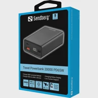 SANDBERG Powerbank prijenosni punjač, 20000mAh, 65W, crni