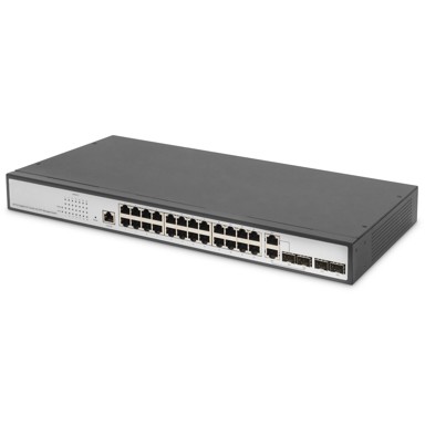 DIGITUS Switch 24-Port Gigabit 19Zoll, Managed, 2 Uplinks