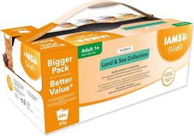 IAMS Hrana za mačke Delights Cat Adult Land & Sea Collection multipack 4080 g (48×85 g), četiri okusa