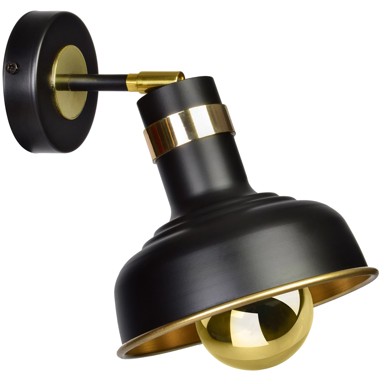 Zidna lampa Margo, 1xE27, crna/zlatna