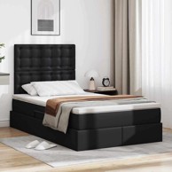 Krevet s od storage s madracem 120 x 200 cm lažna koža, crn