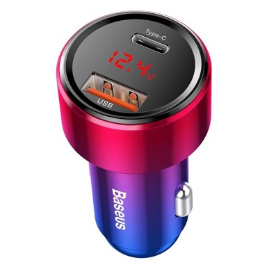 BASEUS Auto punjač, USB + USB-C, QC 4.0, 45W
