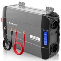 QOLTEC Pretvarač napona Pure Sine Wave 12 V na 230 V 2000/4000 W s LCD zaslonom, crna
