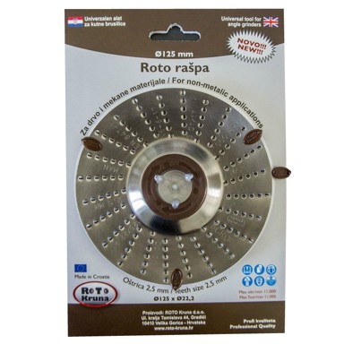 ROTO KRUNA Brusna ploča za drvo rašpa okrugla 125 mm 2,5 mm