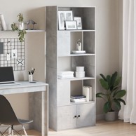 Regal za knjige boja betona 70 x 36 x 189 cm konstruirano drvo