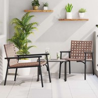 Vrtne stolice, poliratan, 2 kom, crna, 79x56x73.5 cm