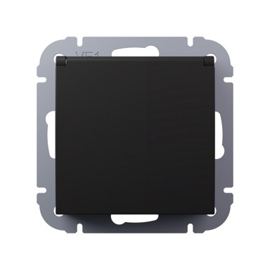 Utičnica podžbukna s poklopcem crna I700