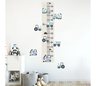 PASTELOWE Naljepnica za mjerenje visine djece, građevinska vozila, plava