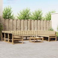 Set vanjskih sofa s jastukom, 10 pcs, bijela i bež