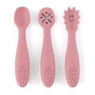 PETITEMARS Silikonske žlice za trening od 3 kom 6 m+ Take&Match, Dusty Rose