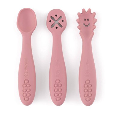 PETITEMARS Silikonske žlice za trening od 3 kom 6 m+ Take&Match, Dusty Rose