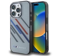 BMW Motorsport IML Random Stripes kućište za iPhone 16 Pro Max, sivo
