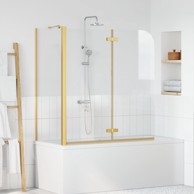 Ograda za tuš, 120 x 68 x 130 cm, ESG staklo i aluminij, zlatna