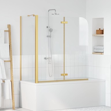 Ograda za tuš, 120 x 68 x 130 cm, ESG staklo i aluminij, zlatna