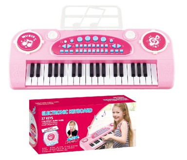 Interaktivni klavir i mikrofon, 37 tipki, ružičasti