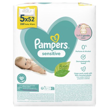 PAMPERS Vlažne maramice Sensitive, 5x52 kom