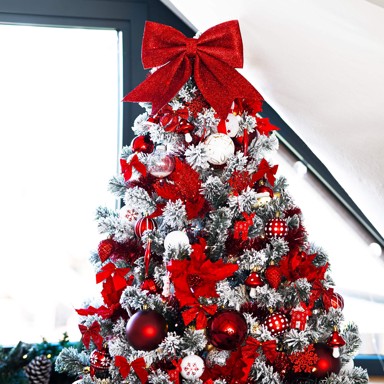 SPRINGOS Set božićnih mašni, 8x8 cm, 6 kom, glitter crvena  