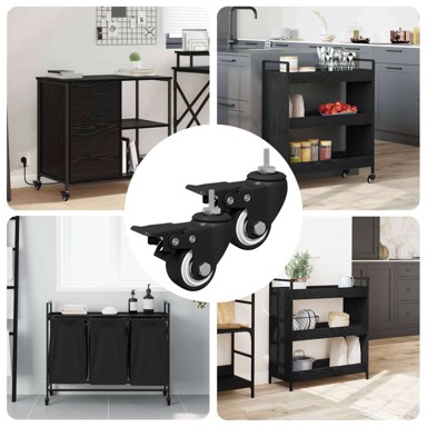 Kotači 2 kom M6 x 1,5 mm željezo i najlon, crna