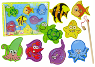 Drveni set morskih životinja s magnetom