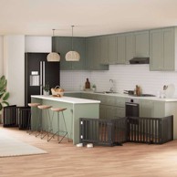 Vrata za pse s vratašcima 12 panela sklopiva 960 cm drvo topole 80 x 60 x 2 cm, crna