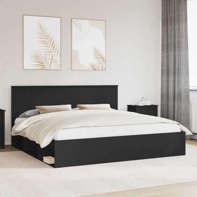 Okvir za krevet 200 x 200 cm čvrsto borovo drvo, crni