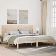 Dugi okvir kreveta bez madraca 200 x 210 cm masivno drvo, prirodna