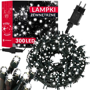 SPRINGOS Lampice za bor Flash, 300 LED, hladna bijela