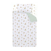 BIANCA Pamučna dječja posteljina za bračni krevet 200x200 cm, bijela/zelena Mini Moo Cow