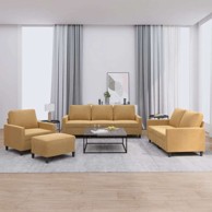 4-dijelni set sofa s jastucima baršunasti, smeđa
