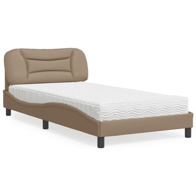 Krevet s madracem boja cappuccina 100 x 200 cm od umjetne kože