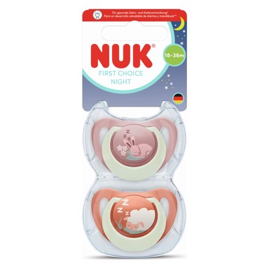NUK Duda varalica silikon First Choice Night 18-36 m 2 kom sort