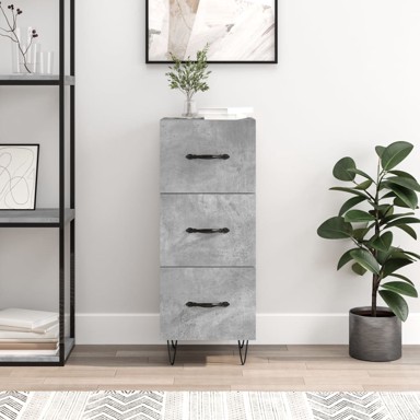 Komoda siva boja betona 34,5x34x90 cm od konstruiranog drva