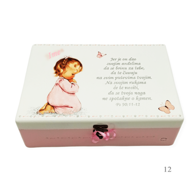 Unikatna kutija za krštenje i rođendan za djevojčice, model 12, 20 x 30 x 10 cm