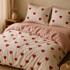 MILA HOME Posteljina Red Heart 160x220 cm za krevet za jednu osobu/produženi krevet s uključenom plahtom 3-dijelna ružičasta