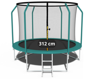 Vrtni trampolin Premium Yump 312 cm s unutarnjom mrežom i ljestvama, tirkizni