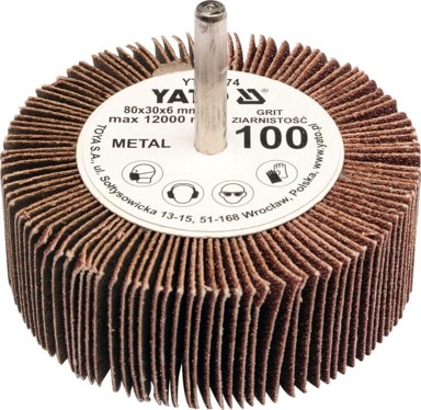 YATO Brusna ploča s listićima na vretenu 80 x 30 x 6 mm P120 YT-83375