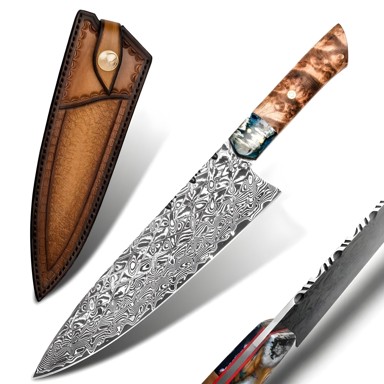 HARAHU Damaskasti kuhinjski nož Ry-26707 Kp26707, smeđi