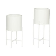 HÜBSCH Set s 2 bijele željezne tegle na postoljima Haggo