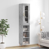 Visoka komoda siva betona 34,5x34x180 cm od konstruiranog drva