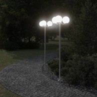 Vanjska podna lampa, 215 cm, nehrđajući čelik, srebrna, 2 kom